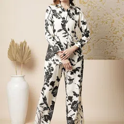 KALINI Floral Printed Shirt Collar Top With Trouser-picture-19