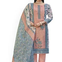 DRAVINAM Trends Floral Embroidered Thread Work Pure Cotton Unstitched Dress Material-image-21