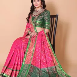 jayant creation Pink Silk Blend Patola Sarees-picture-41