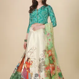 Kaizen TEXO FAB Bandhani Printed Semi-Stitched Lehenga & Unstitched Blouse With Dupatta-picture-8