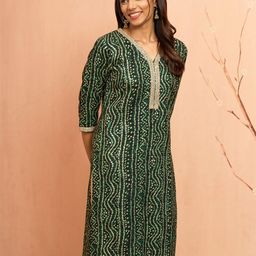 VASTRAMAY Women Bandhani Printed Bandhani Festive Straight Kurta-image-97