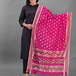 Apratim Geometric Woven Design Silk Dupatta With Zari-3
