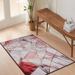 MODEFE Peach-Coloured Abstract Anti-Skid Nylon Carpet-image-81