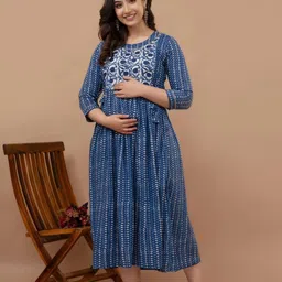 Fashion4word Women Maternity Floral Printed Round NeckKurta-picture-30