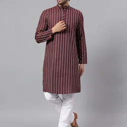 Latest Chikan Garments Men Striped Kurta with Pyjamas-picture-3