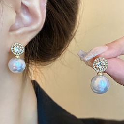 Celestique Cubic Zirconia Stones Studded & Pearls Beaded Spherical Shaped Drop Earrings-32
