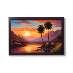 Aura Orange & Blue 1 Piece Synthetic Wood Abstract Wall Paintings-17