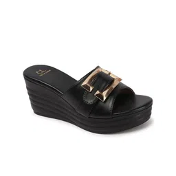 Carlton London Women Party Wedge Heel Sandals with Buckles image 2