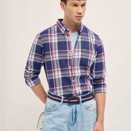 THE BEAR HOUSE Men Tartan Checked Button-Down Collar Pure Cotton Casual Shirt-picture-44