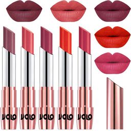 VOLO Set Of 5 Creme Matte Lipsticks - Plum 36-Dark Peach 37- Rose Pink 38-Coral 39-Pink 41-image-56