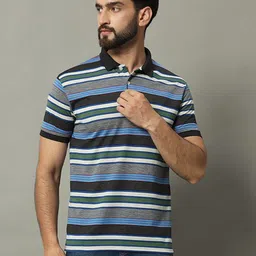 GET GOLF Men Striped Polo Collar Cotton T-shirt-image-43