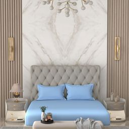 Pure Decor Blue 300 TC King Bedsheet with 2 Pillow Covers-image-47