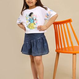 Kids Ville Girl Snow White Printed Pure Cotton Boxy Fit T-shirt-image-47