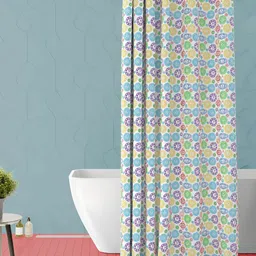 ArtzFolio Blue and Yellow Floral Printed Waterproof Shower Curtain-image-62