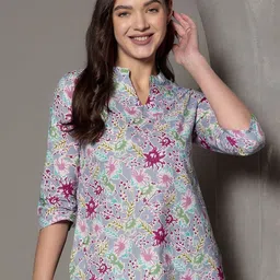 HERE&NOW Women Floral Printed Cotton Crop Top-picture-42