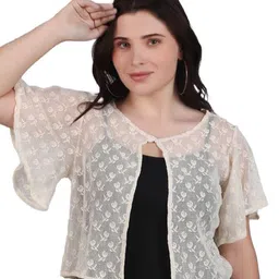 SZN Women Embroidered Button Shrug-39