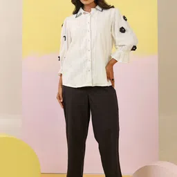 MISRI Shirt Collar Pure Cotton Shirt With Trousers Co-Ords-image-82