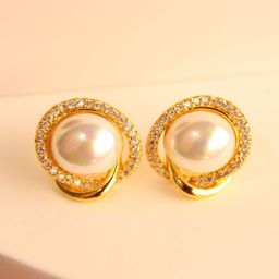 RAGABANDHA DESIGN STUDIO Gold-Plated Stones Studded & Pearls Beaded Circular Shaped Studs-16