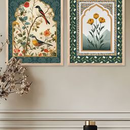 Kotart Brown & Red 2 Pieces Floral Printed Wooden Wall Art-picture-17