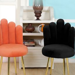 Shadowkart Orange & Black 2 Pieces Pentagon Velvet Pouffes Ottomans Stool-image-26