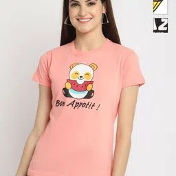 Dreambe Women Pack of 3 Donald Duck Graphic Printed Round Neck Cotton T-shirts-image-91