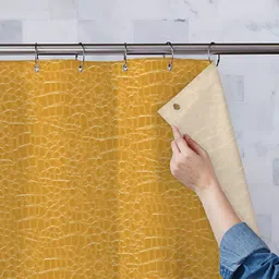 ArtzFolio Yellow Printed Waterproof Shower Curtain-image-37