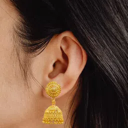 Jewelry Miguel Gold Plated Ghungroo beaded Dome Shaped Jhumkas-image-46