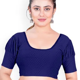 SS Sanket Synthetics Dobby Textured Stretchable Balloon Saree Blouse-picture-32
