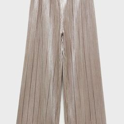 Mango Kids Girls Sheen Finish Accordion Pleats Parallel Trousers-picture-31