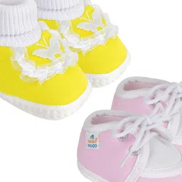 NESKA MODA Yellow Cotton Booties-image-65