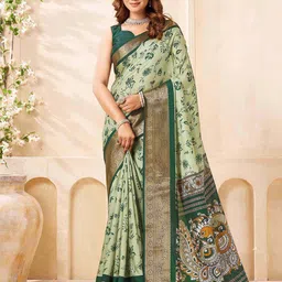 DIVASTRI Floral Printed Zari Saree-image-10