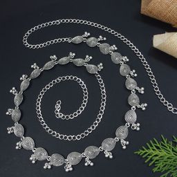I Jewels Oxidised Adjustable Waist Chain-image-8