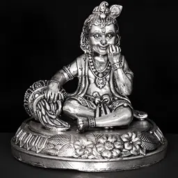 Exotic India Silver-Toned Lord Krishna Idol Showpiece-image-26