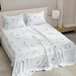 EverHOME Manzar White Floral Printed Pure Cotton 144 TC Queen Bedsheet Set 2.54 m x 1.75 m-image-45