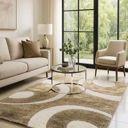 Banchmark Home Furnishings Beige Geometric Anti-Skid Woolenn Carpet-27