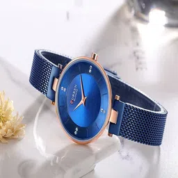 Curren Women Brass Dial & Stainless Steel Straps Digital Watch CR-9031-Blue-image-72