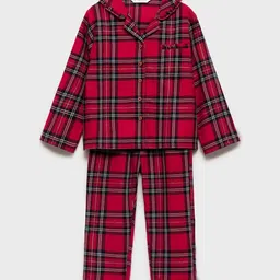 Mango Kids Infant Girls Checked Night suit-image-17