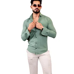 VORTEX Men Original Fit Textured Spread Collar Casual Shirt-picture-5