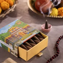 Phool 40Pcs Brown Kesar Chanda Incense Cones-22