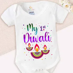 Babywish Kids My First Diwali Printed Cotton Bodysuit-13