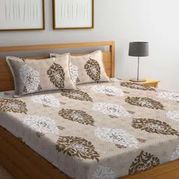 Aura Brown & Beige Ethnic Motifs Printed 300 TC King Bedsheet Set 2.5 m x 2.15 m-11