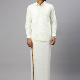 Ramraj Men Solid Adjustable Dhoti with Border image 4