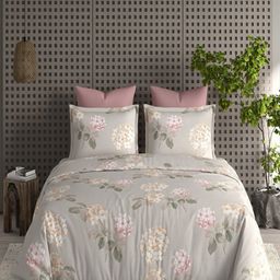 CHICERY Grey & Pink Floral Heavy Winter 350 GSM Double Bed Comforter-image-71
