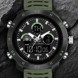 LOIS CARON Men Skeleton Dial & Textured Straps Analogue and Digital Watch LCDA8012-52