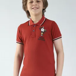 Monte Carlo Boys Typography Printed Polo Collar Pure Cotton Regular Fit Casual T-shirt-image-69