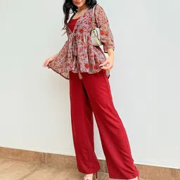 Janasya Crop Top With Trousers With Jacket-picture-8