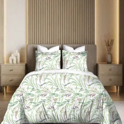 Myntra Elegant Homes Green & Beige Printed Cotton 300TC King Bedsheet Set 2.74 x 2.74 m-picture-12