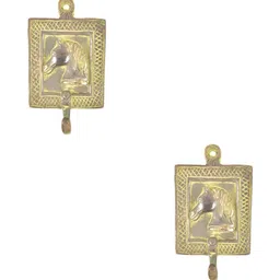 IndianShelf Gold-Toned 2 Piece Brass Horse Face Cloth Hangers Wall hook-image-70