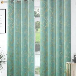 Aura Blue & Gold-Toned Set of 2 Ethnic Motifs Door Curtain-image-55
