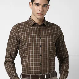 Van Heusen Slim Fit Opaque Checked Formal Shirt-image-56